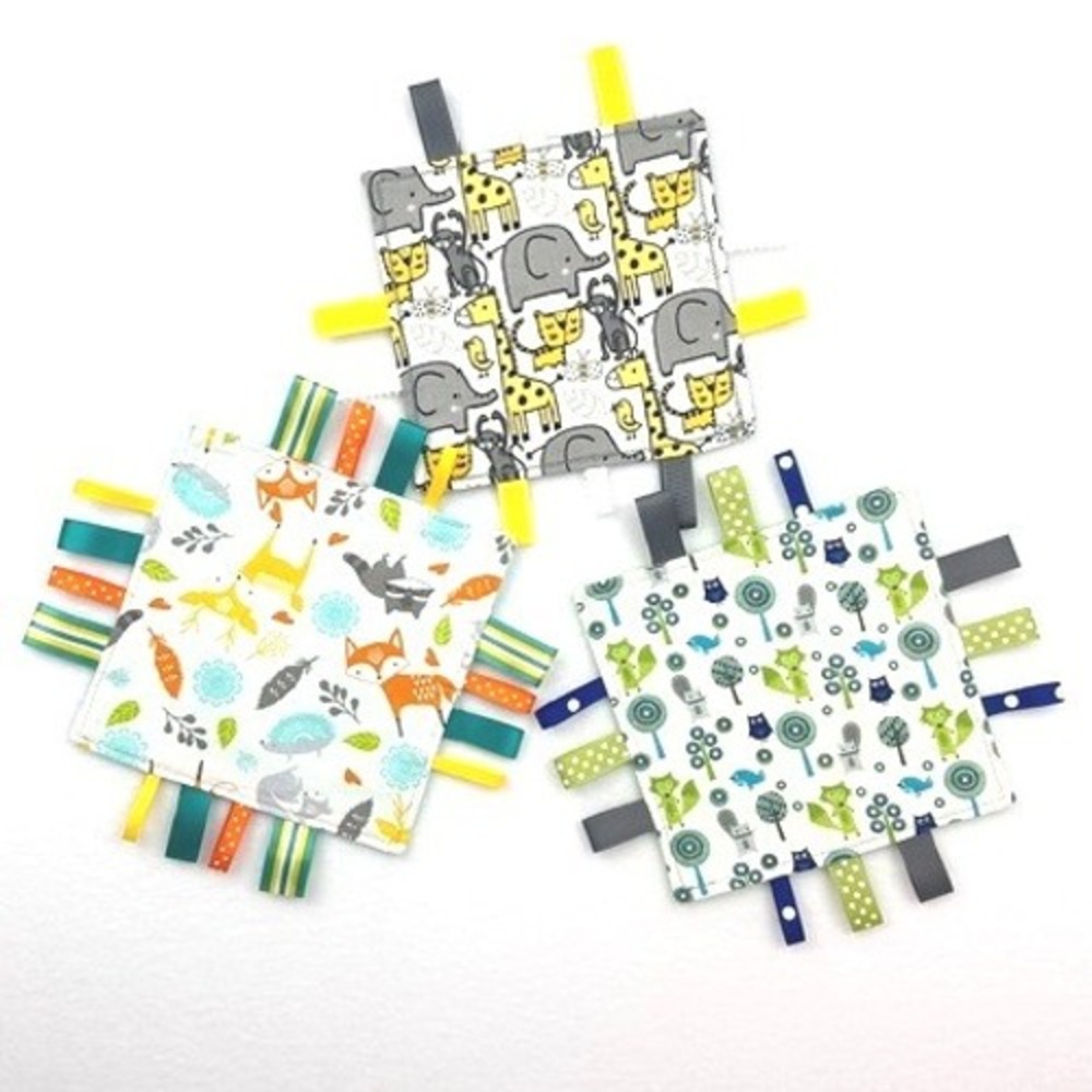 Handmade Sensory‎ Crinkle Tag Loveys Set of 3  100% Cotton - Limited Supply